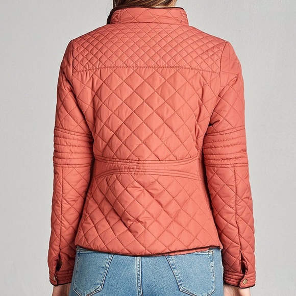 Plus Size Quilted Suede Piping Jacket